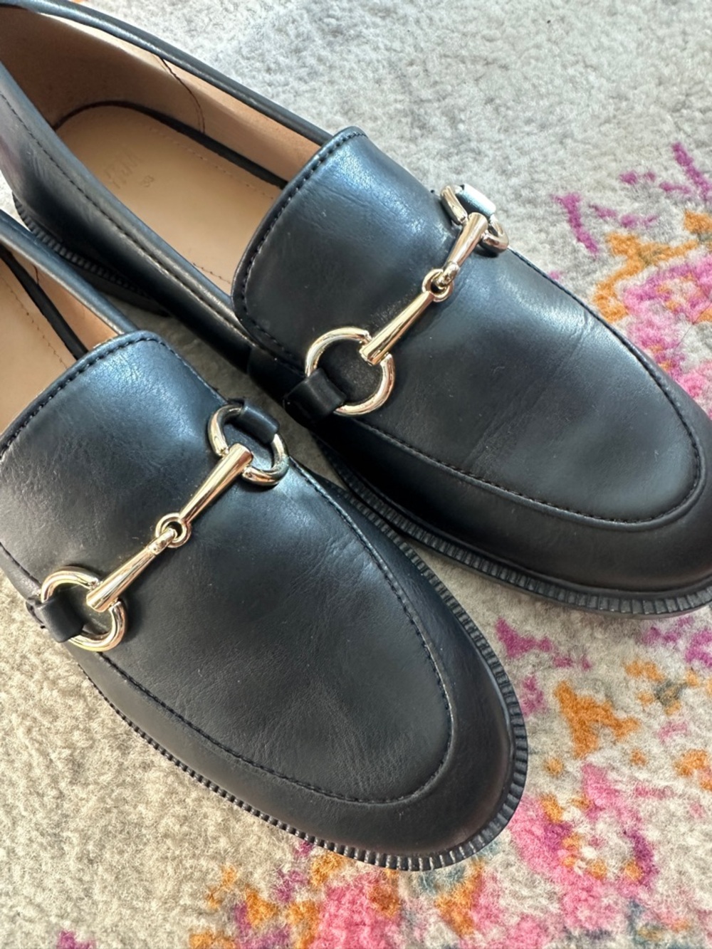 H&M Black Leather Bit Loafers with Gold Accent Women - Picture 4 of 7